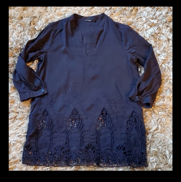 MASSIMO DUTTI navy embroidered top - Picture 13 of 14